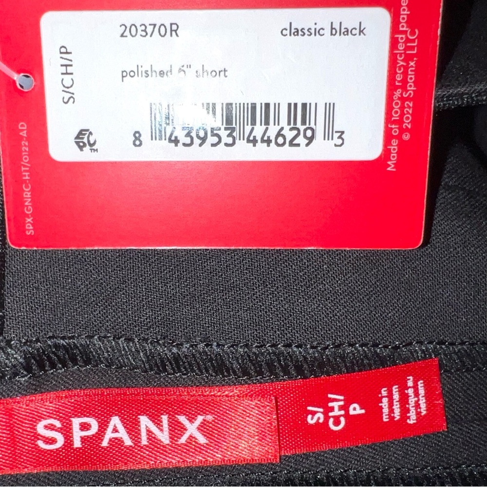 SPANX sz S polished black 6” inseam Cotton blend On The Go pullon stretch shorts - Picture 13 of 16